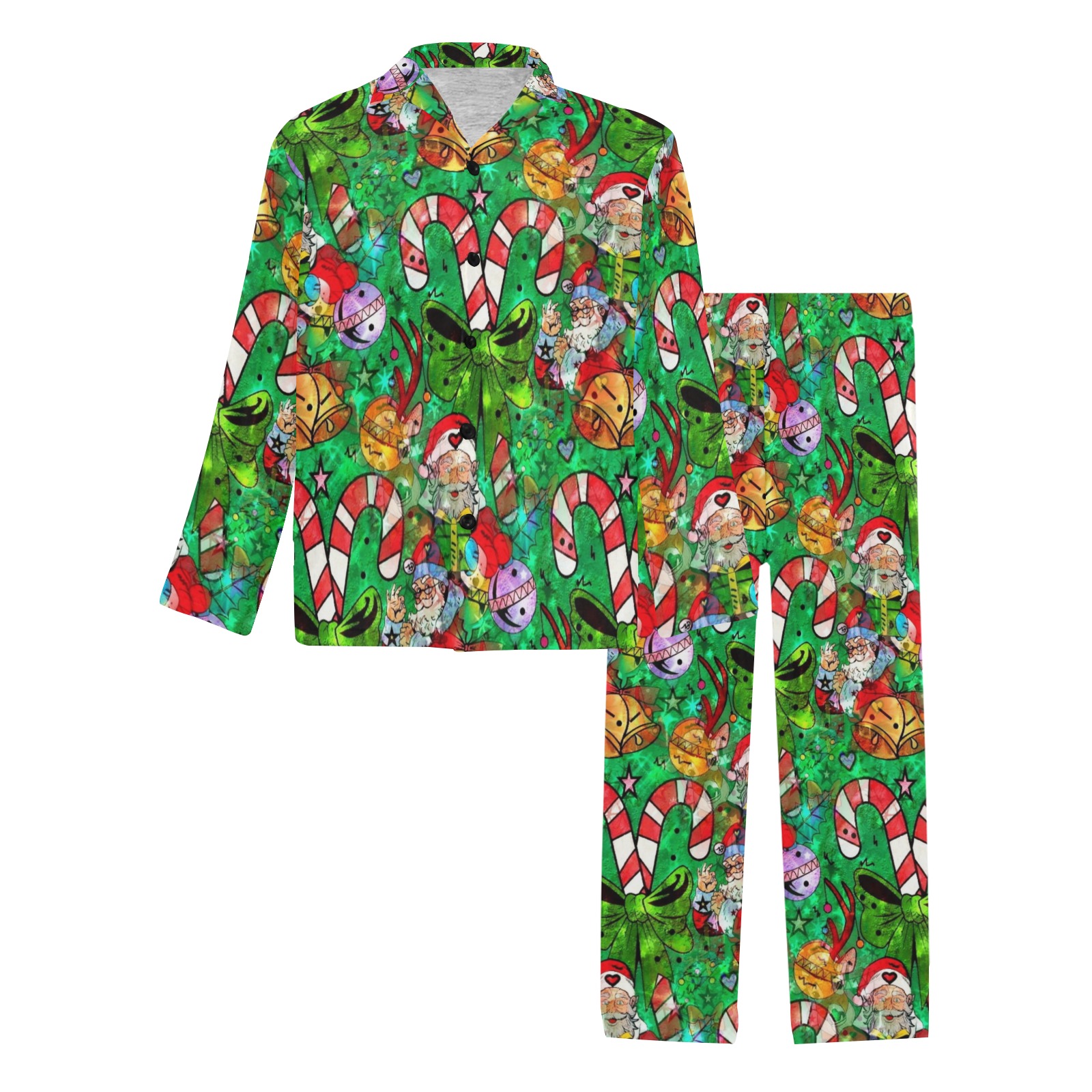 Santa 2021 by Nico Bielow Men's V-Neck Long Pajama Set