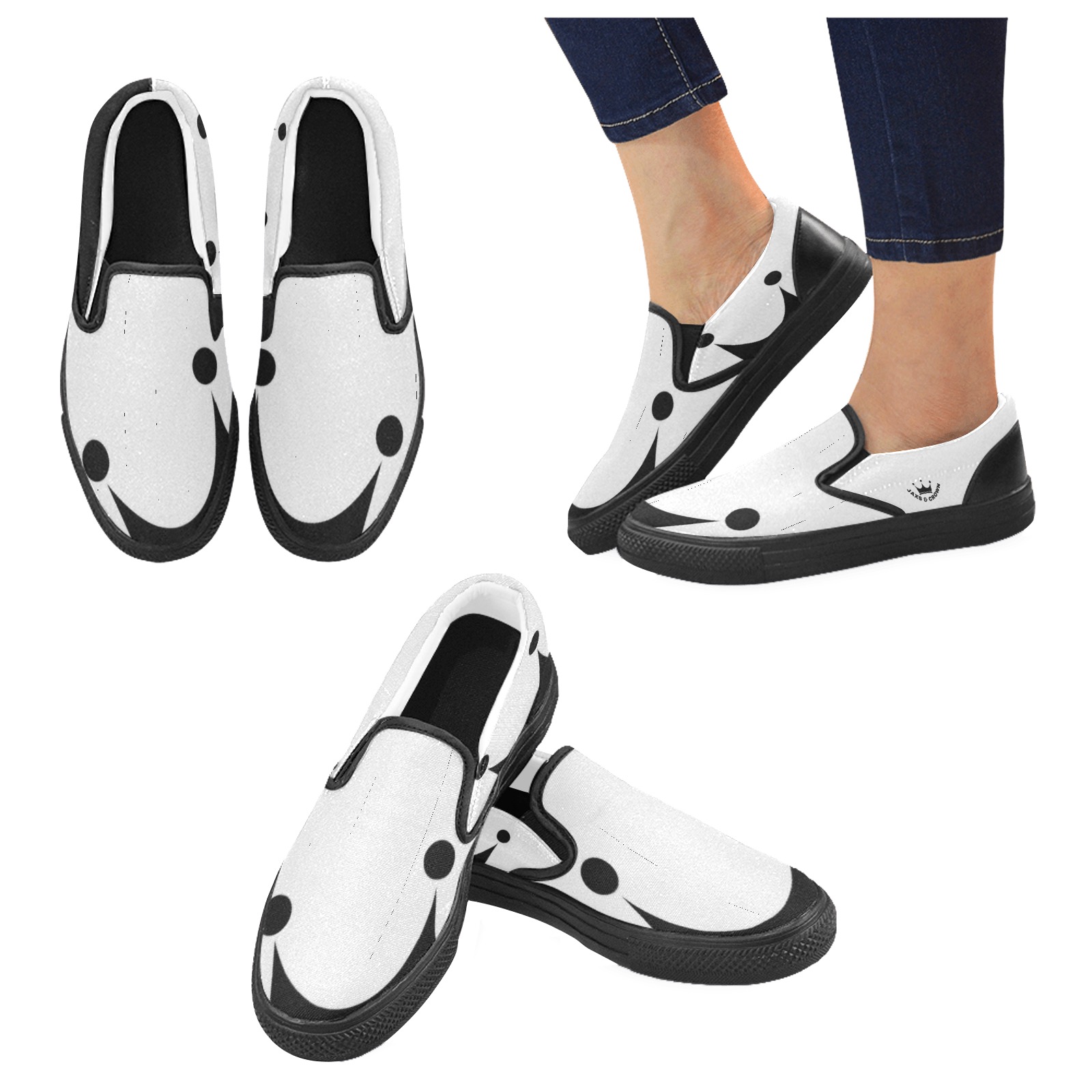 JAXS n crown print Men's Unusual Slip-on Canvas Shoes (Model 019)