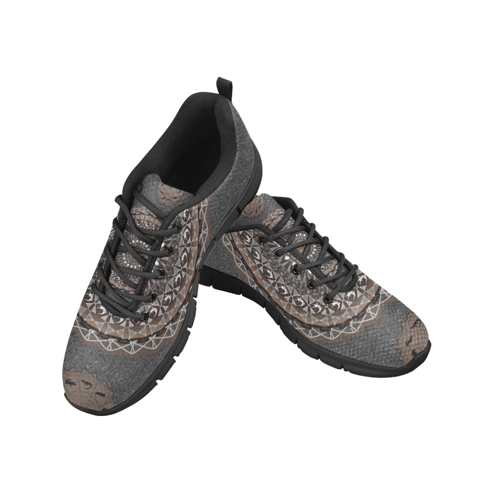 The khaki crocodylus porosus mandala art Men's Breathable Running Shoes (Model 055)