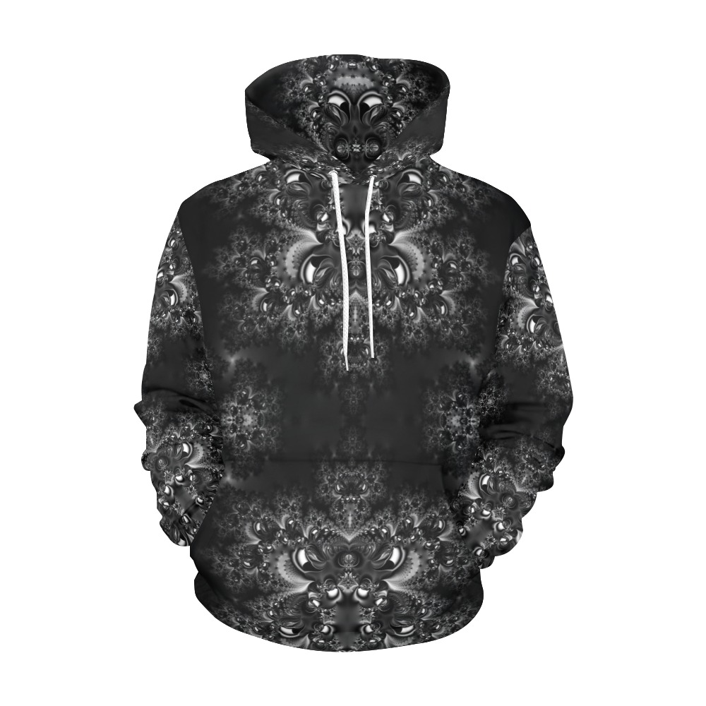 Frost at Midnight Fractal All Over Print Hoodie for Women (USA Size) (Model H13)