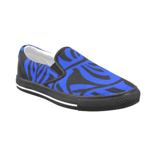 aaa blue Men's Unusual Slip-on Canvas Shoes (Model 019)