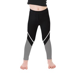 Diagonal Black White Kid's Ankle Length Leggings (Model L06)