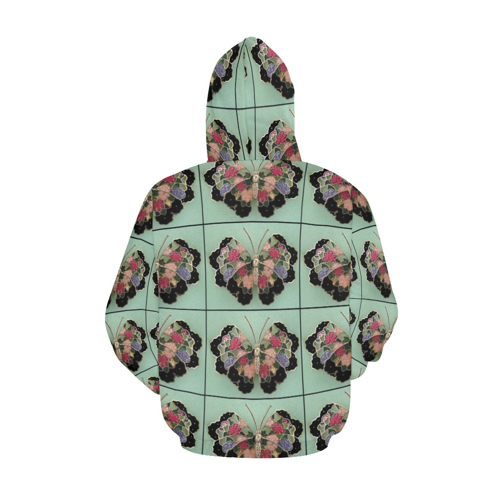 Green Butterflies All Over Print Hoodie for Women (USA Size) (Model H13)