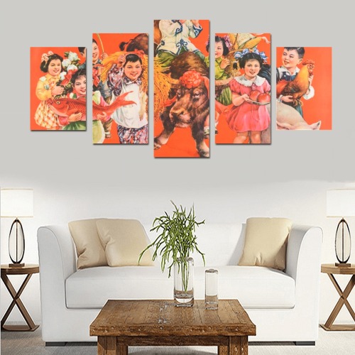 Happy New Year 5 Canvas Print Sets D (No Frame)