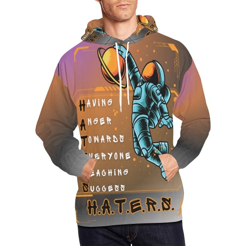 H.A.T.E.R.S. All Over Print Hoodie for Men (USA Size) (Model H13)