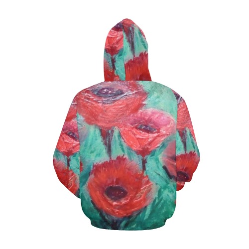 poppies All Over Print Hoodie for Women (USA Size) (Model H13)