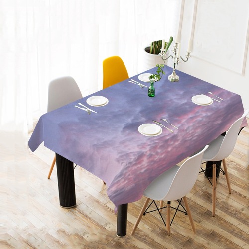 Morning Purple Sunrise Collection Cotton Linen Tablecloth 60" x 90"