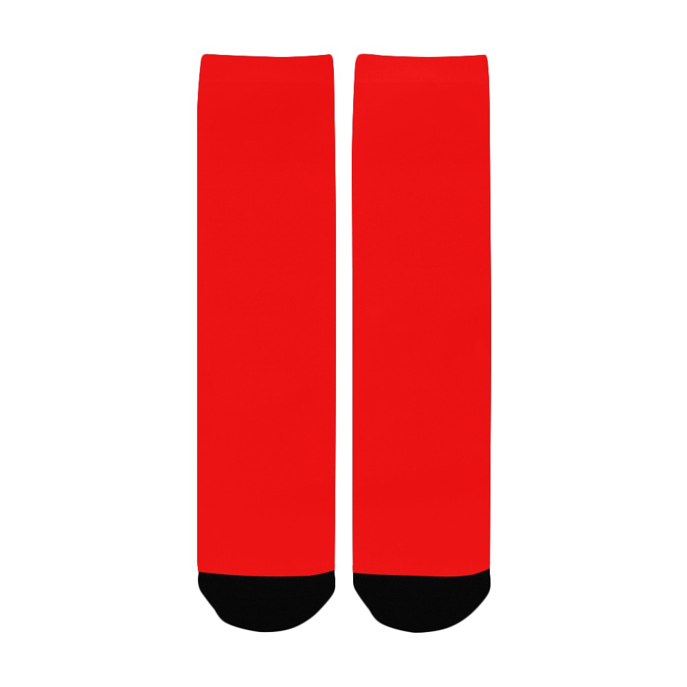 Merry Christmas Red Solid Color Women's Custom Socks