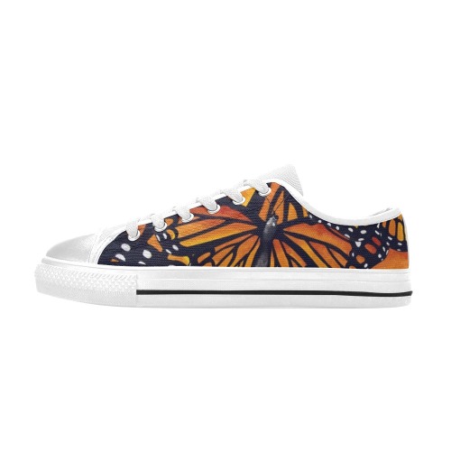 Orange Monarch Butterflies Women's Classic Canvas Shoes (Model 018)