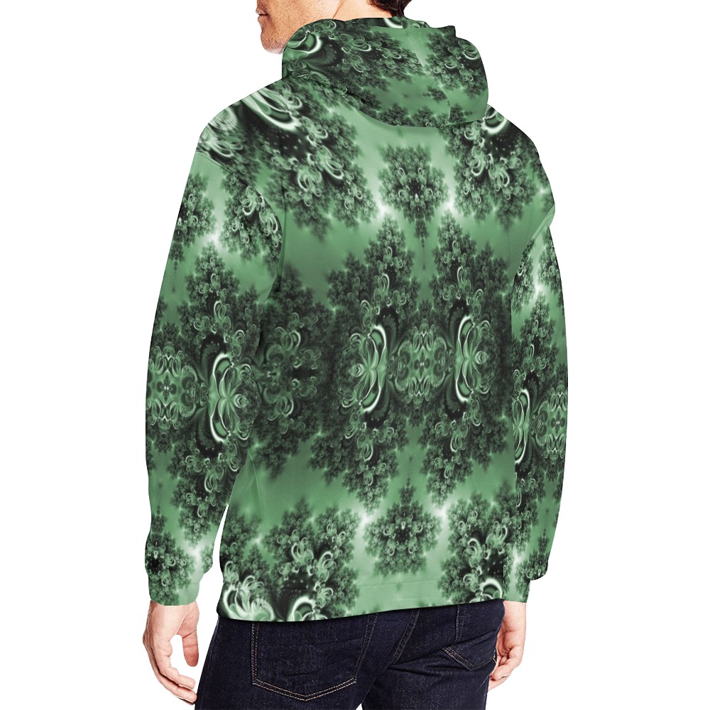 Deep in the Forest Frost Fractal All Over Print Hoodie for Men (USA Size) (Model H13)