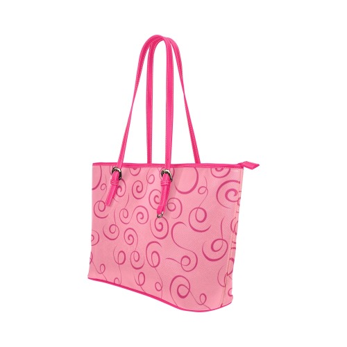 pink-swirl Leather Tote Bag/Small (Model 1651)