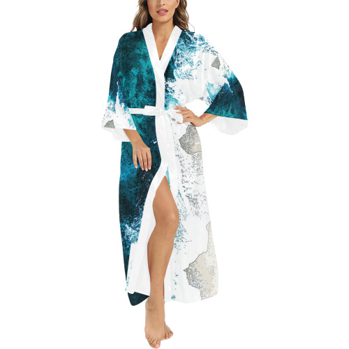 Ocean And Beach Long Kimono Robe