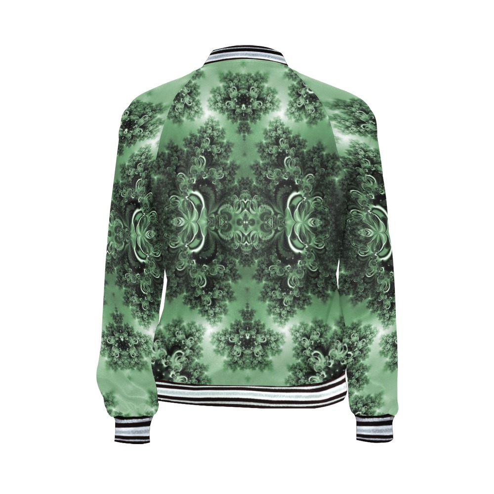 Deep in the Forest Frost Fractal All Over Print Bomber Jacket for Women (Model H21)