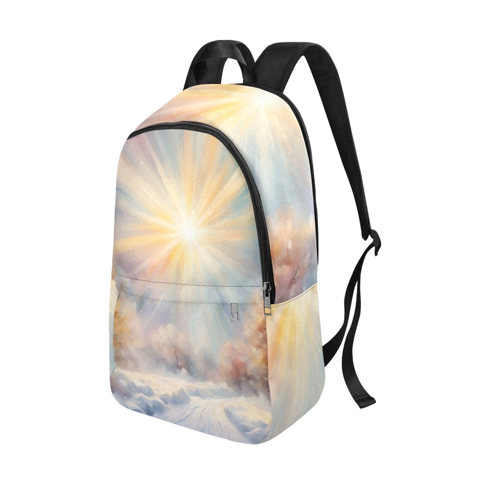 Magical sun is shining over the winter road art Fabric Backpack for Adult (Model 1659)