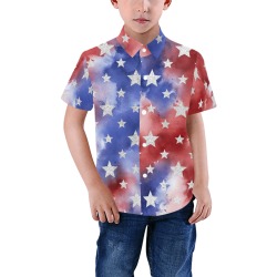 4th of july stars 1 Boys' All Over Print Short Sleeve Shirt (Model T59)