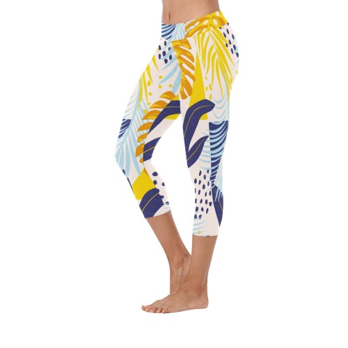 Trendy Tropical Summer Capris Women's Low Rise Capri Leggings (Invisible Stitch) (Model L08)