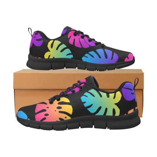 Bright Colorful Tropical Leaves Women's Breathable Running Shoes (Model 055)