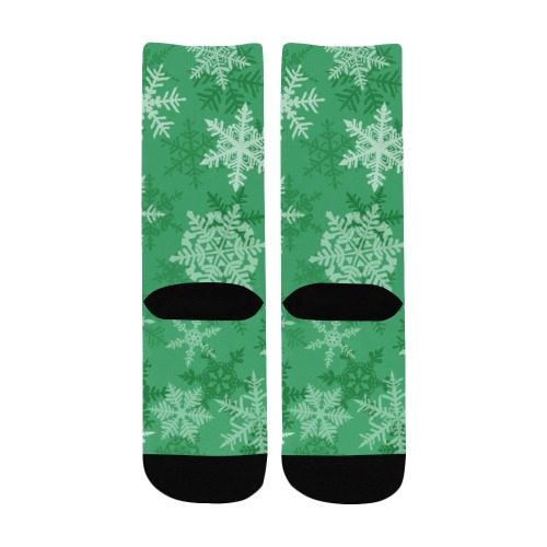 Snowflakes Green Kids' Custom Socks