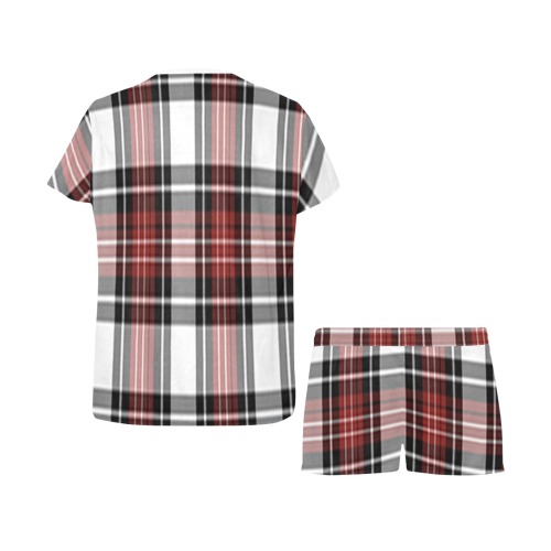Red Black Plaid Women's Short Pajama Set