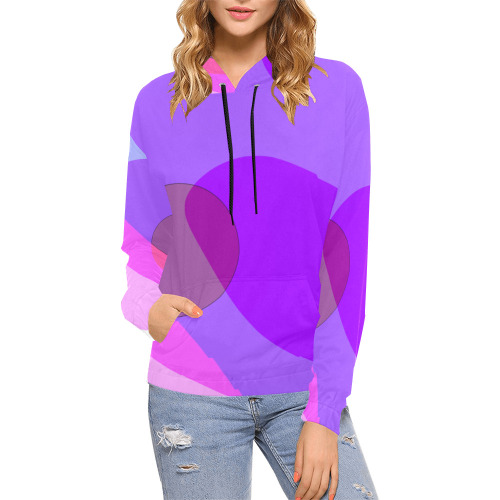 Purple Retro Groovy Abstract 409 All Over Print Hoodie for Women (USA Size) (Model H13)