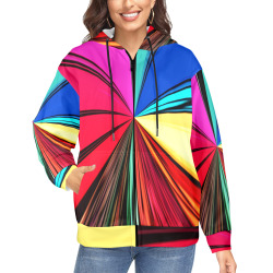 Colorful Rainbow Vortex 608 Women's Fleece Full-Zip Hoodie (Model H60)