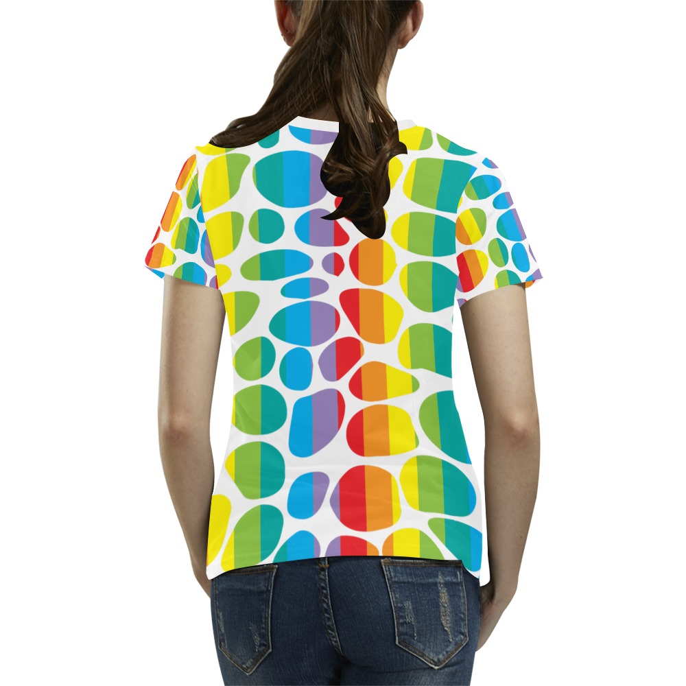 Animal rainbow pattern All Over Print T-Shirt for Women (USA Size) (Model T40)