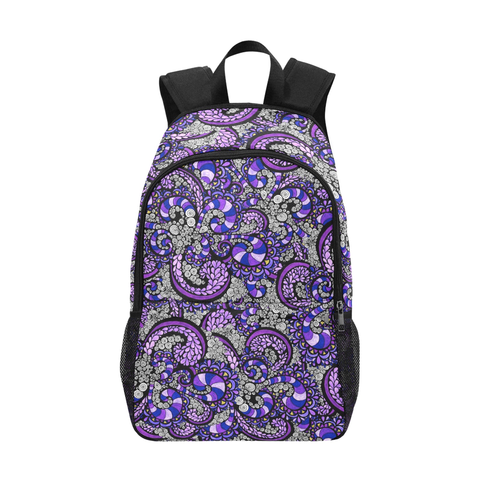 Purple Pulse Fabric Backpack with Side Mesh Pockets (Model 1659)