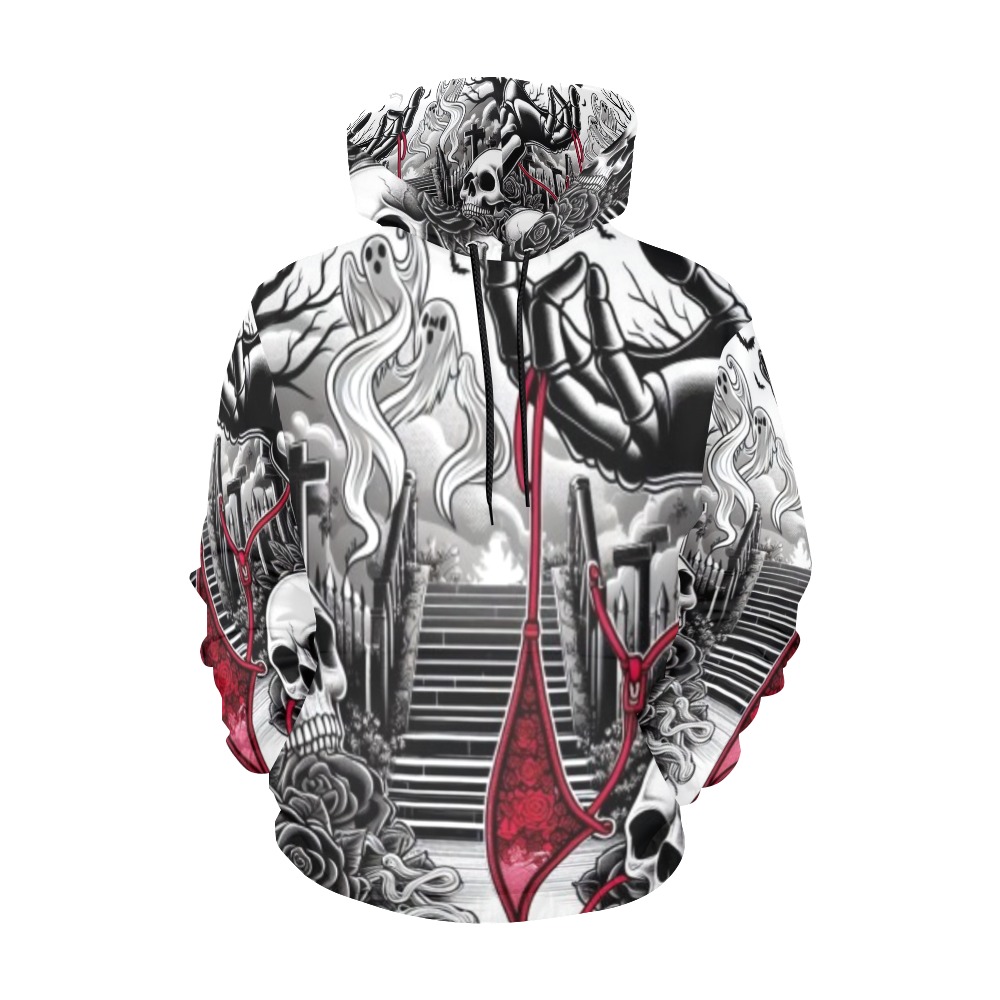 skull with red thong All Over Print Hoodie for Men (USA Size) (Model H13)