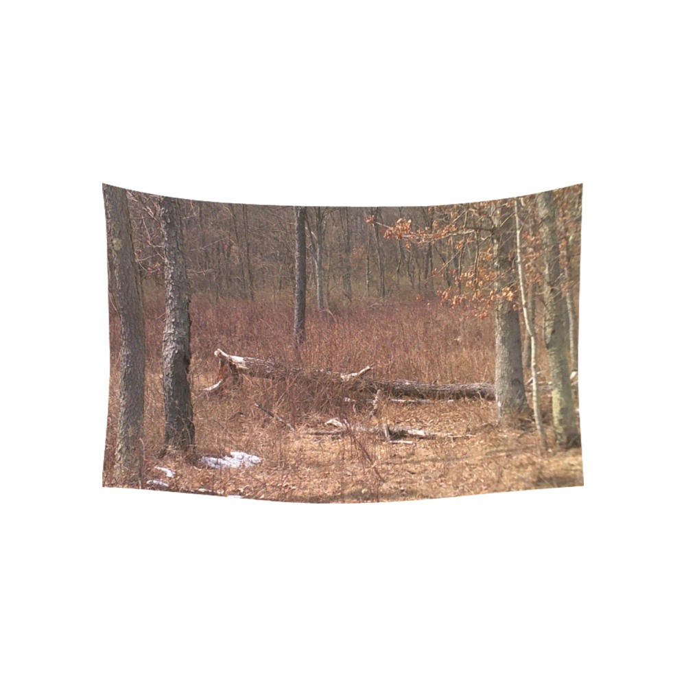 Falling tree in the woods Polyester Peach Skin Wall Tapestry 60"x 40"