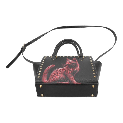 3D cat Rivet Shoulder Handbag (Model 1645)