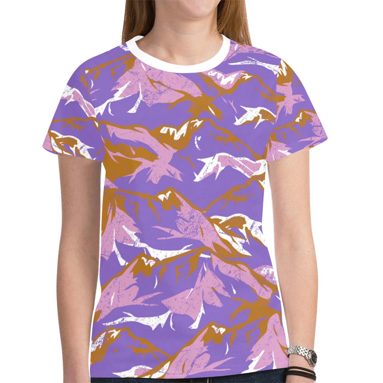 Modern lavender mountain camo New All Over Print T-shirt for Women (Model T45)