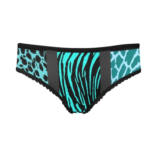 Teal Mixed Animal Print Women's All Over Print Girl Briefs (Model L14)