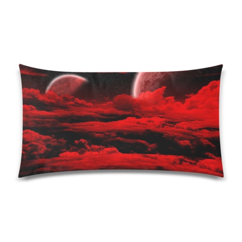 Red Black Moon Cloud Rectangle Pillow Case 20"x36"(Twin Sides)