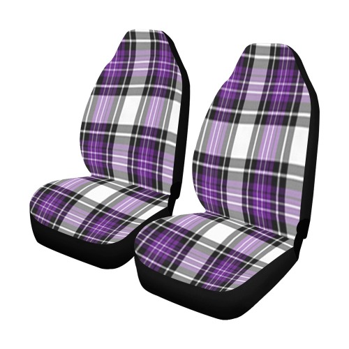 Purple Black Plaid Car Seat Covers (Set of 2&2 Separated Designs)