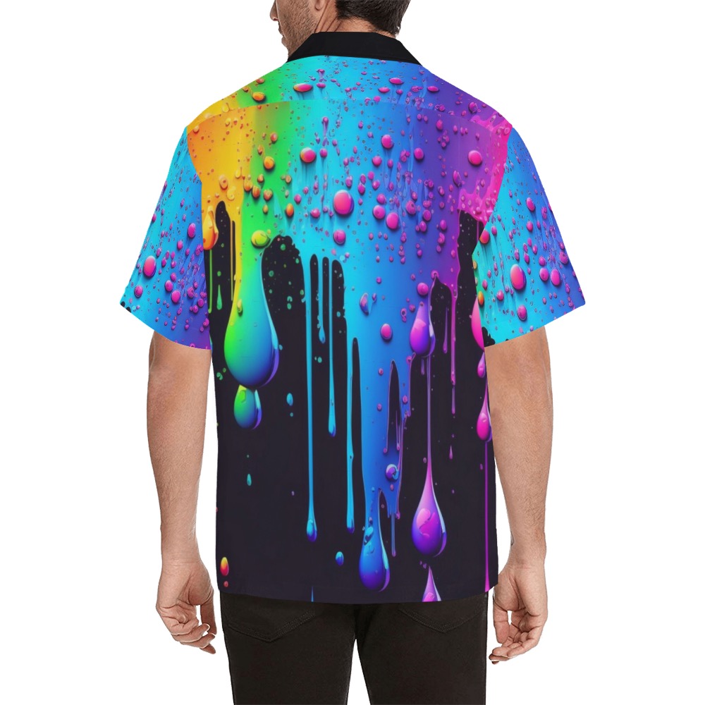 Neon Paint Drips 7 Hawaiian Shirt with Merged Design (Model T58)