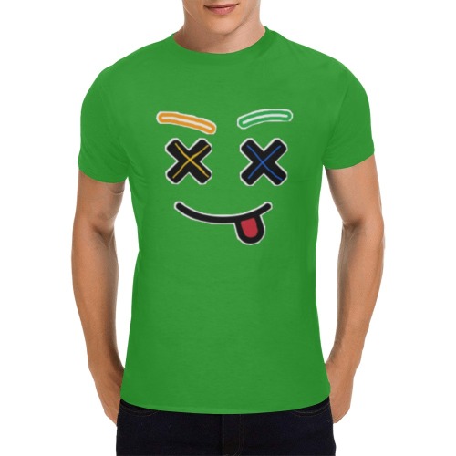 X Face DW Grn Tee Men's T-Shirt in USA Size (Front Printing Only)