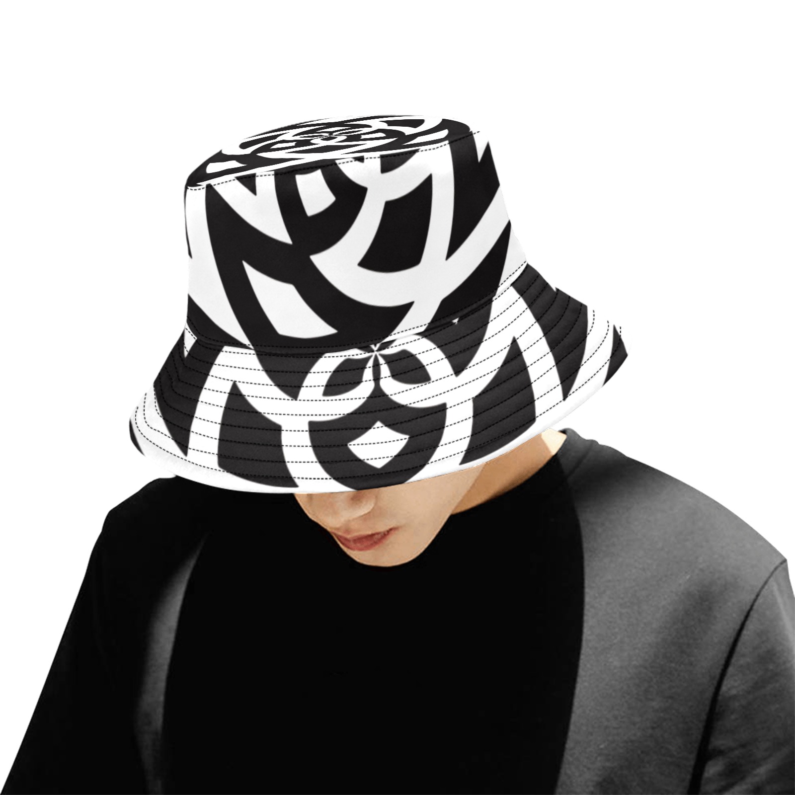 FRACTOBERRY BLACK AND WHITE BUCKET HAT Unisex Summer Bucket Hat