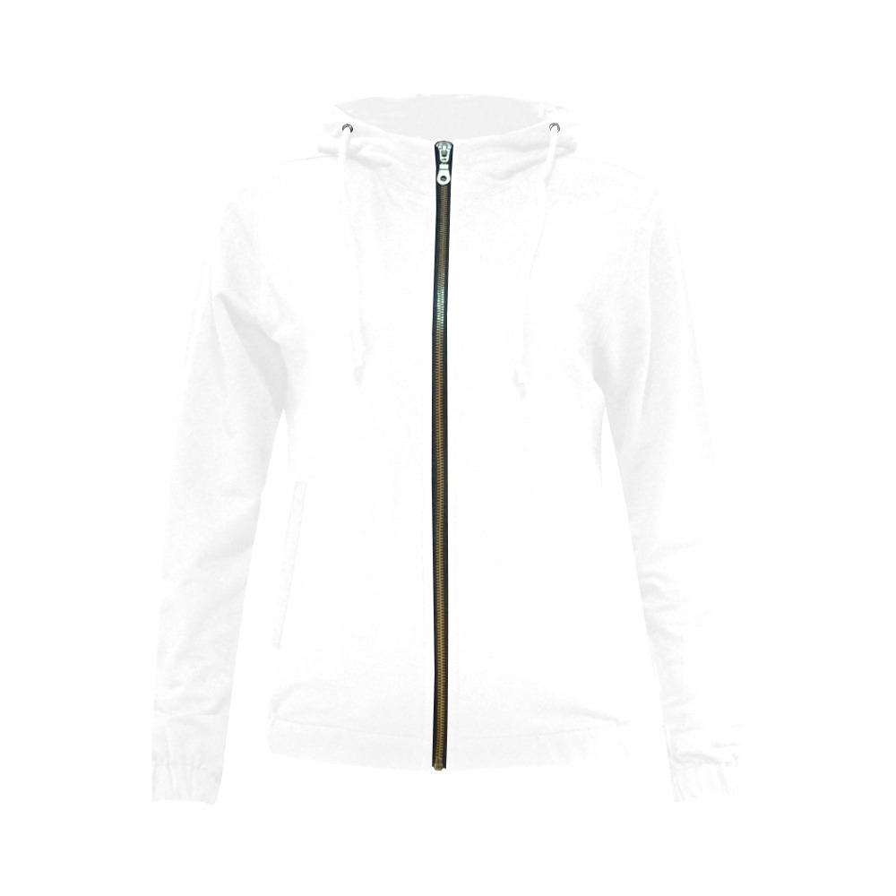 Merry Christmas Green Solid Color All Over Print Full Zip Hoodie for Women (Model H14)