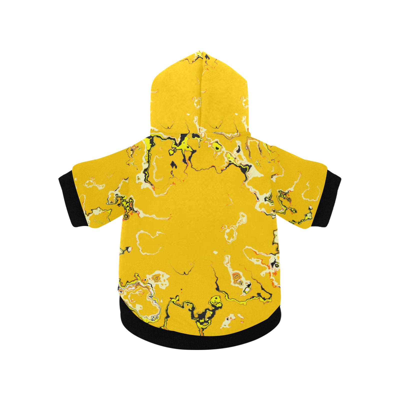 'Deep yellow', vibrant abstract design on a dog hoodie. Pet Dog Hoodie