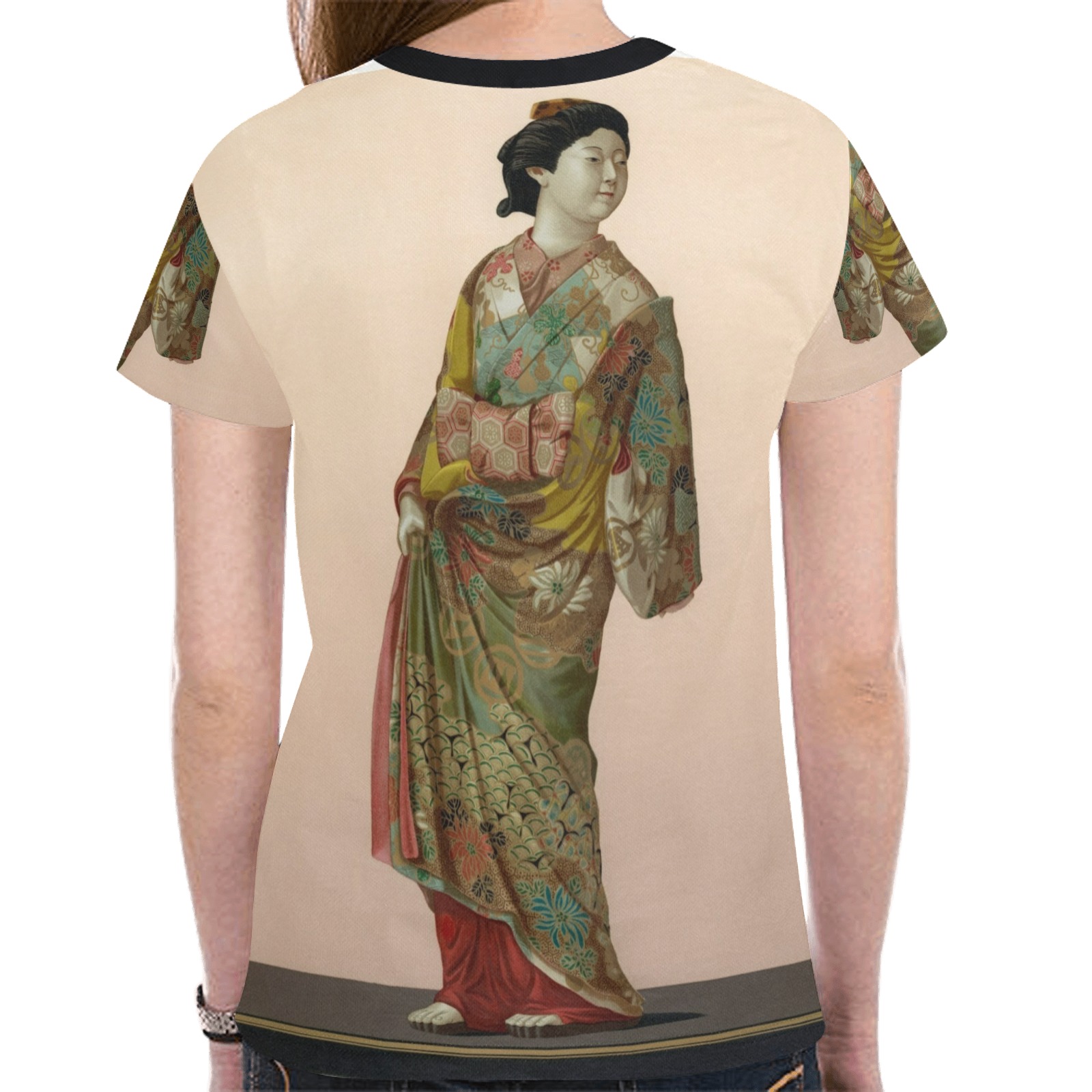 Geshia Woman Standing T Shirt New All Over Print T-shirt for Women (Model T45)
