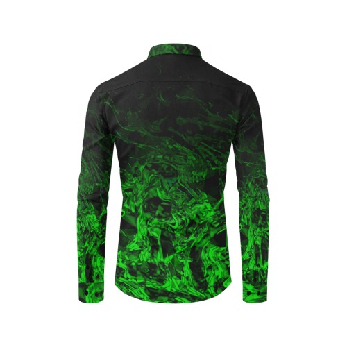 Green Mutant - green black geometric polygon swirl gradient Men's All Over Print Casual Dress Shirt (Model T61)