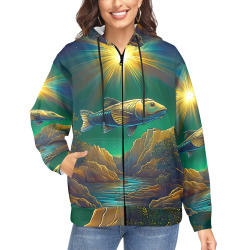 Celestial Swim Women's Fleece Full-Zip Hoodie (Model H60)