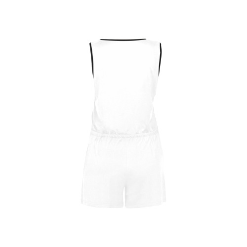 WHITE All Over Print Short Jumpsuit