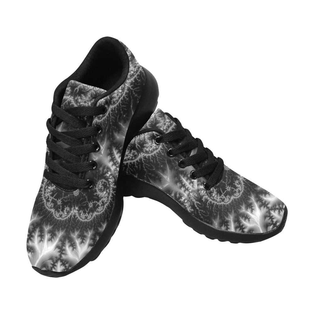 Silver Lace Collar Fractal Abstract Men’s Running Shoes (Model 020)