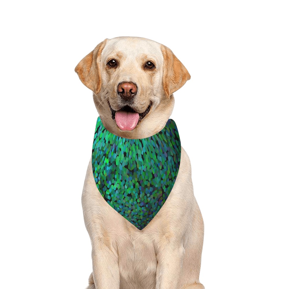 Pixel Glitch Green Pet Dog Bandana/Large Size