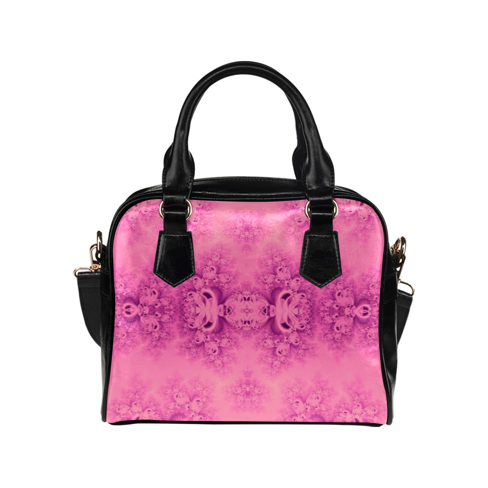 Pink Morning Frost Fractal Shoulder Handbag (Model 1634)