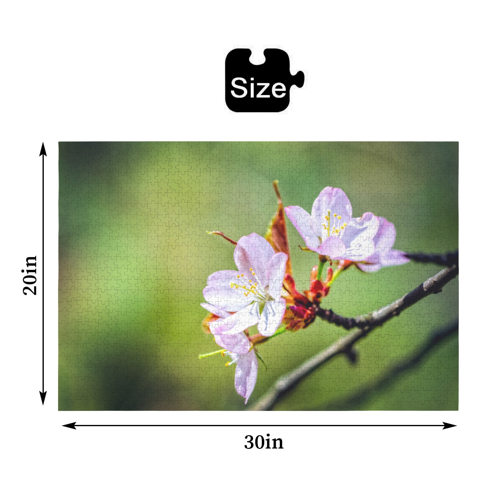 Pink sakura Japanese cherry flowers on green. 1000-Piece Wooden Jigsaw Puzzle (Horizontal)