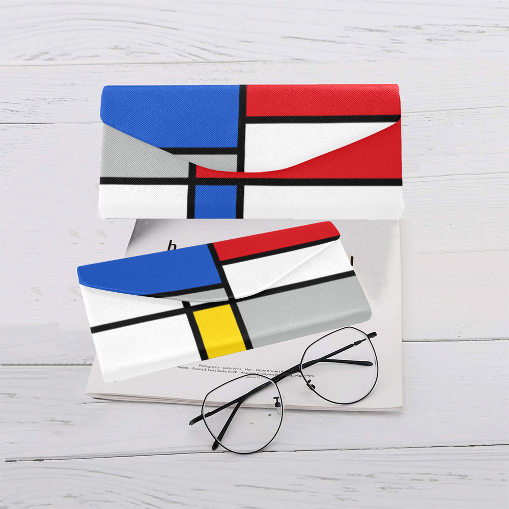 Geometric Retro Mondrian Style Color Composition Custom Foldable Glasses Case
