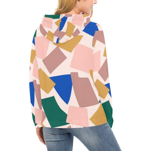 Color Block All Over Print Hoodie for Women (USA Size) (Model H13)