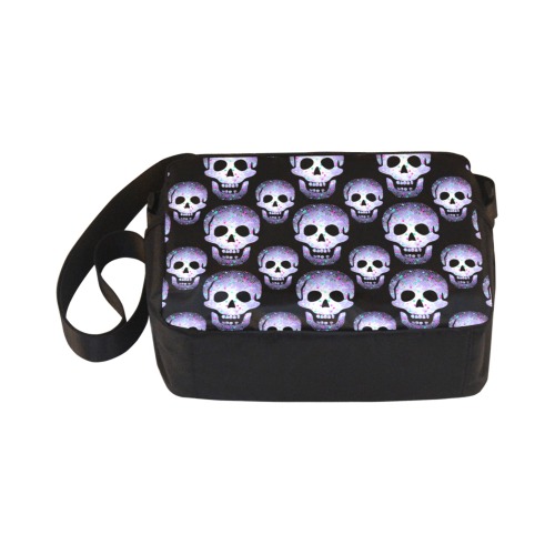 Purple laughing skulls pattern Classic Cross-body Nylon Bags (Model 1632)